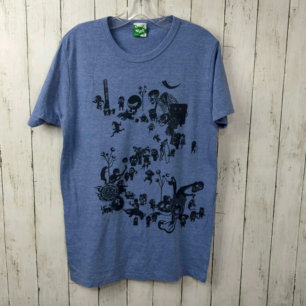 Mizuki Road United Athle Men's Yokai Monsters Blue Tee Japanese Anime Size L